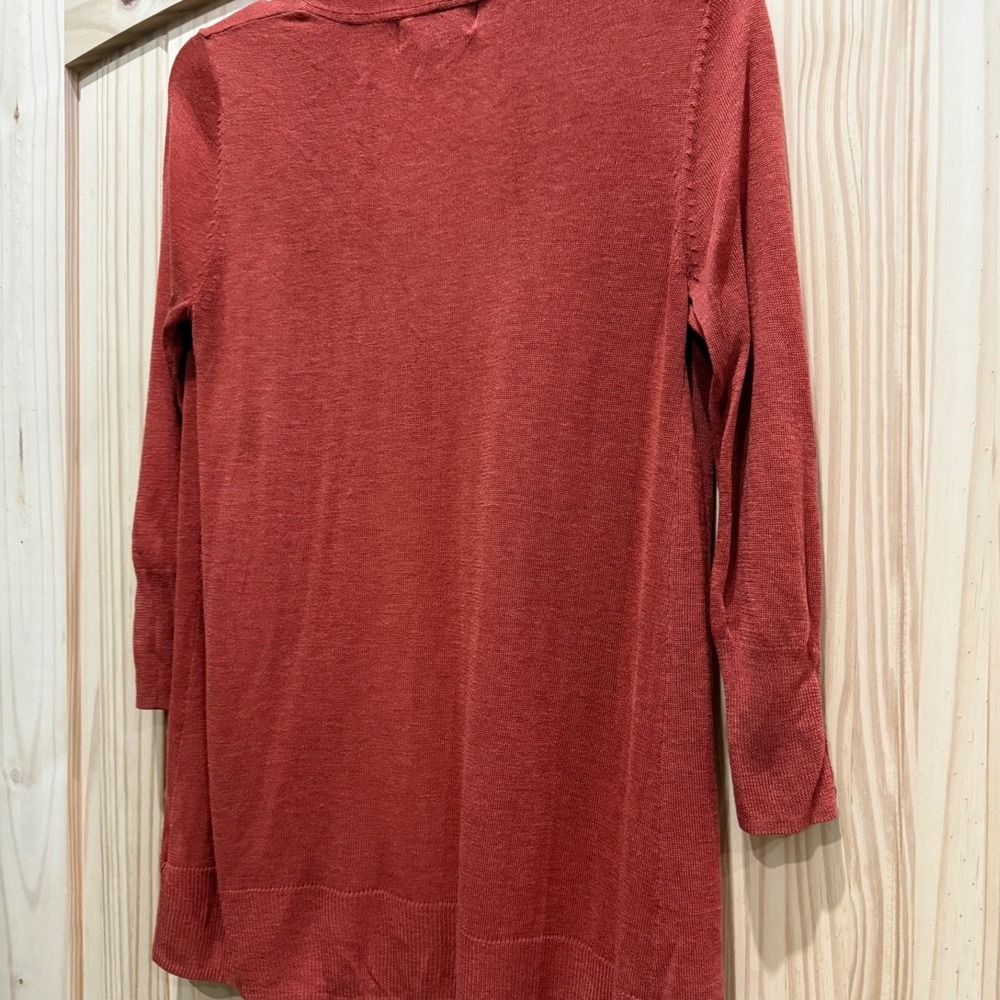 Mossimo Women Rust Orange Open Front Cardigan Sweater Button Cuff Knit Medium - Picture 7 of 7